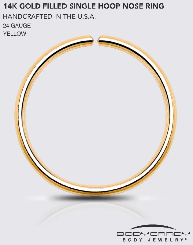 Single Hoop Nose 14k Yellow Gold Filled Nose Hoop Ring (Select Your Size)