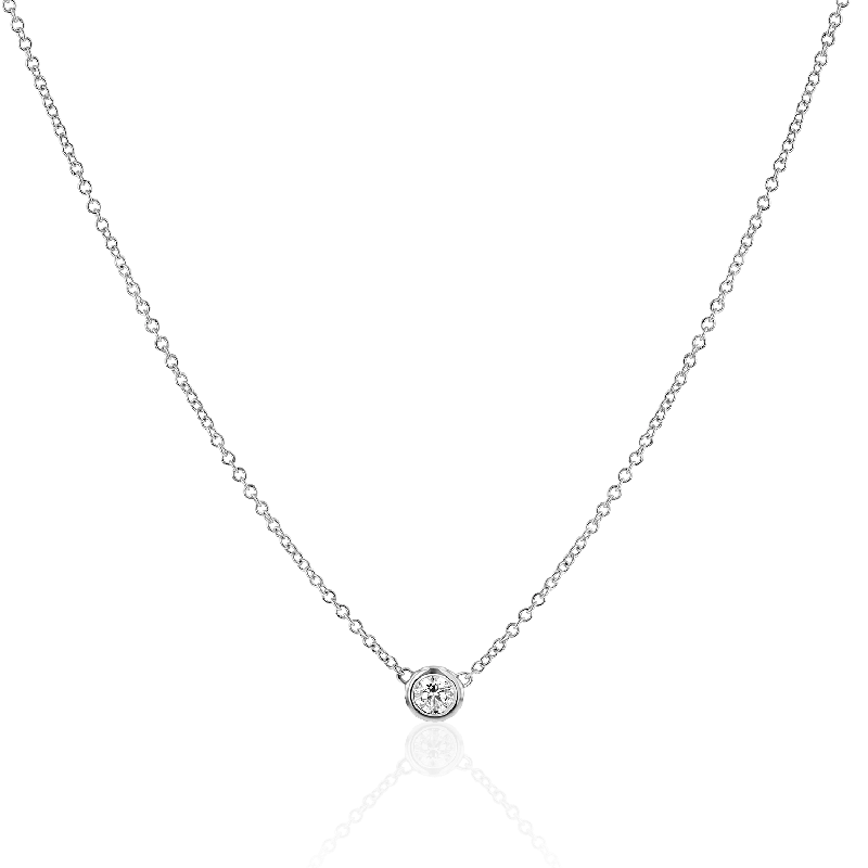 14K White Gold / 0.04ct / 14"" - 16"" Adjustable