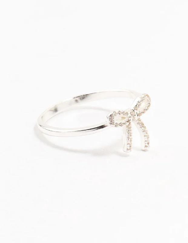 Sterling Silver Cubic Zirconia Bow Ring