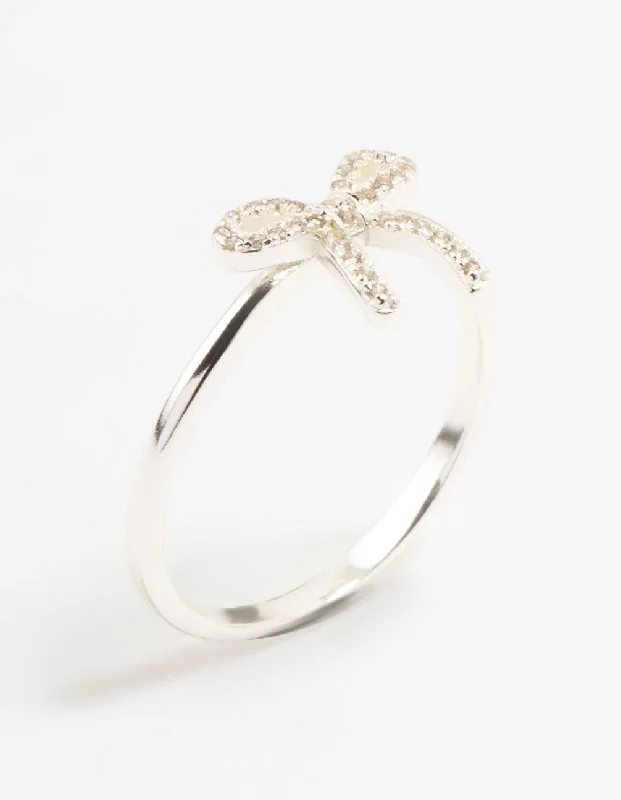 Sterling Silver Cubic Zirconia Bow Ring