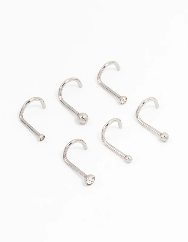 Surgical Steel Corkscrew And Ball Nose 6-Pack