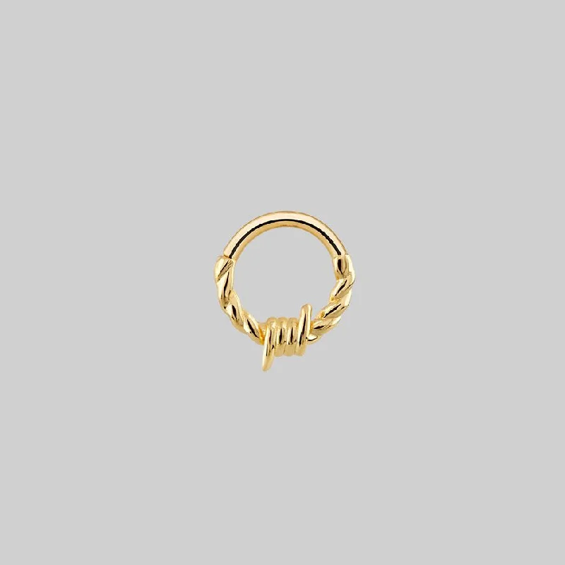 SURVIVAL. Barbed Wire Septum Clicker Ring - Gold