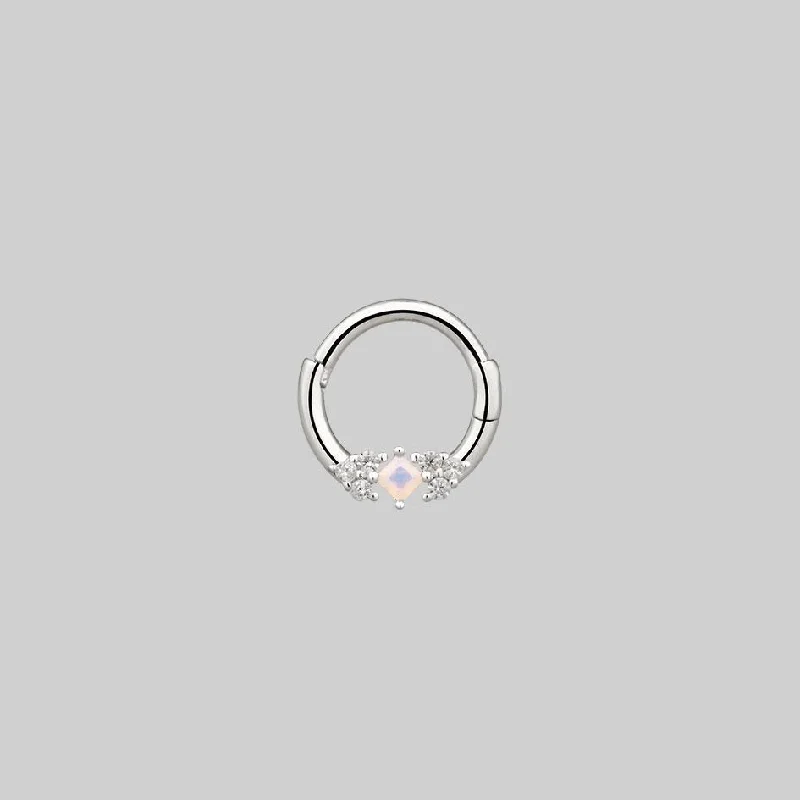 THIEF OF JOY. Opal Silver Clicker Ring - Septum