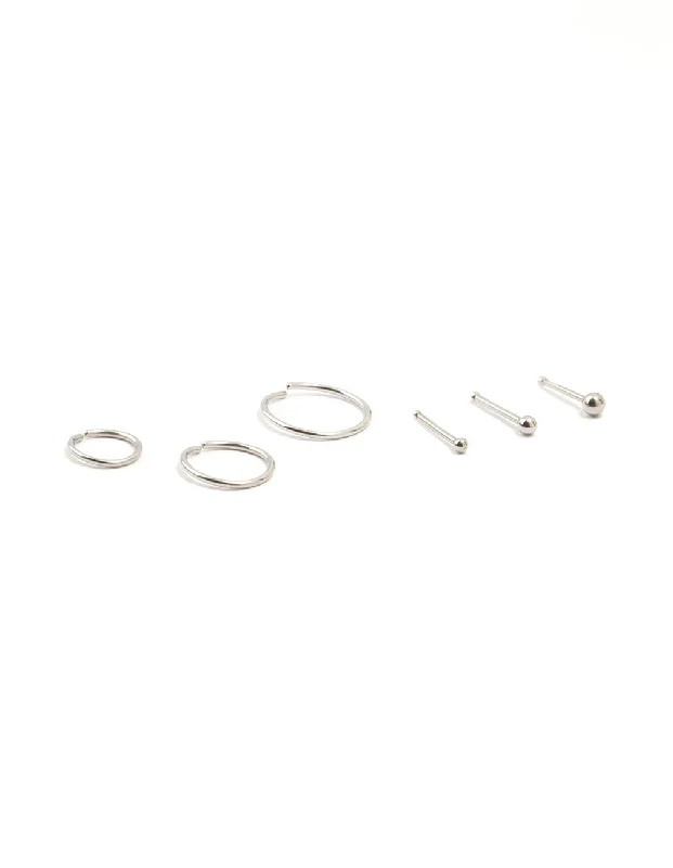 Titanium Graduating Nose Rings & Studs 6-Pack