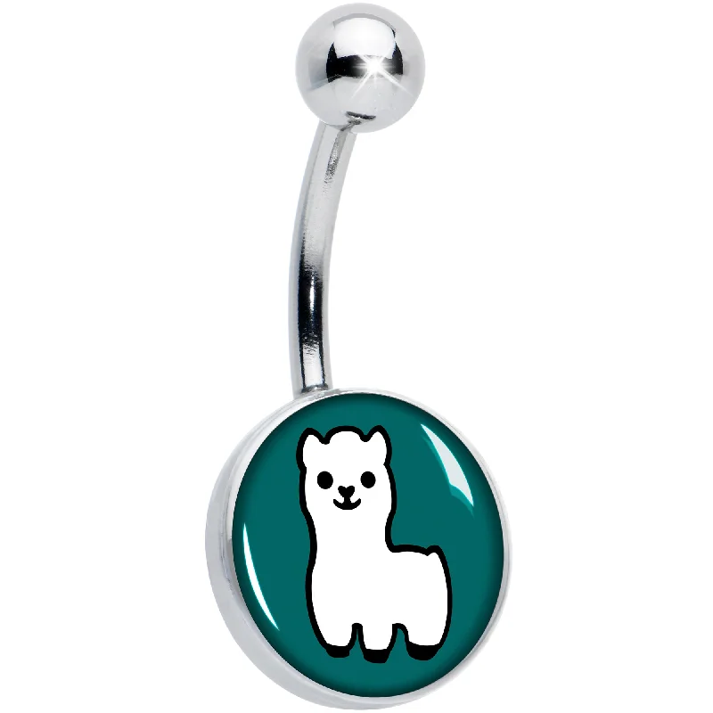 White Llama Belly Ring