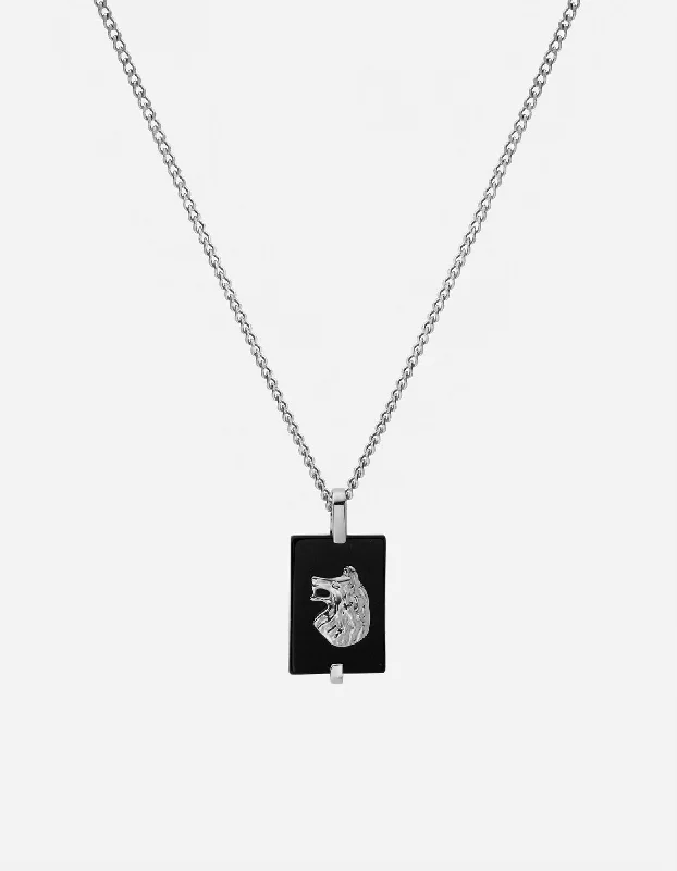 Wolf Onyx Necklace, Sterling Silver